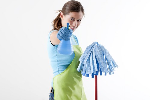 Professional carpet cleaning process in a living room